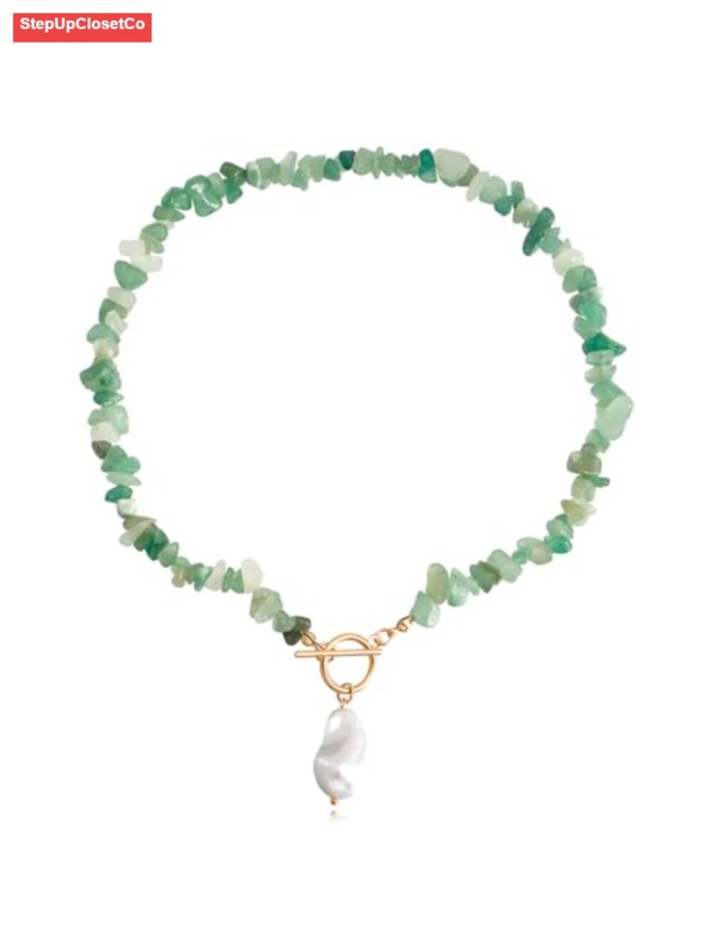 Bead Choker Necklace for Women Gold Toggle Clasp Baroque Pearl Pendant